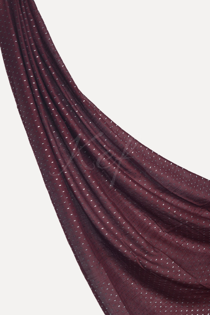 Silver Embossed Lawn - Maroon