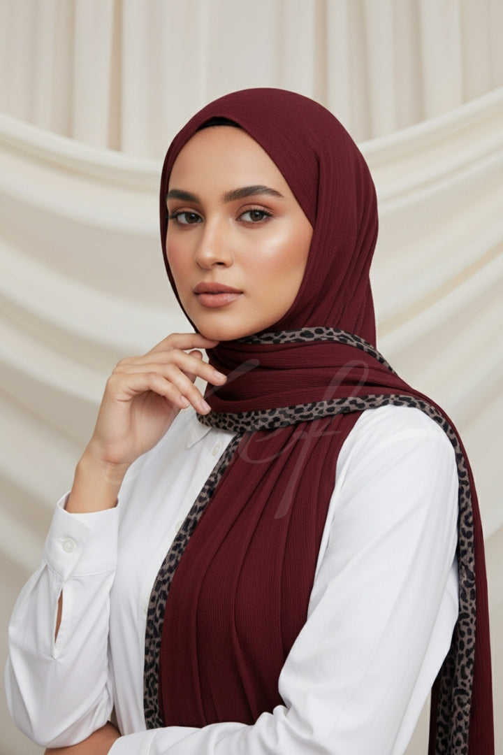 Pleated Crinkle Hijab - Maroon