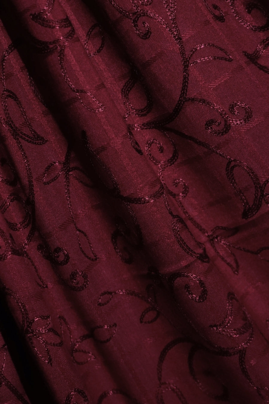 Checkered Embroidery Lawn - Maroon