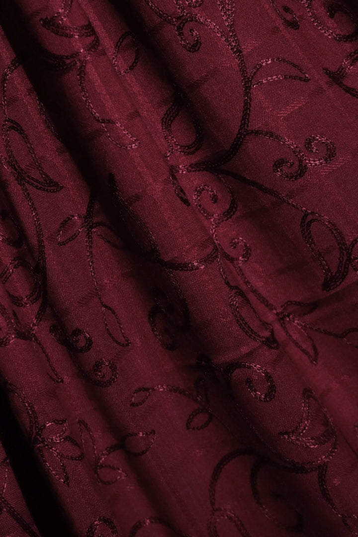 Checkered Embroidery Lawn - Maroon