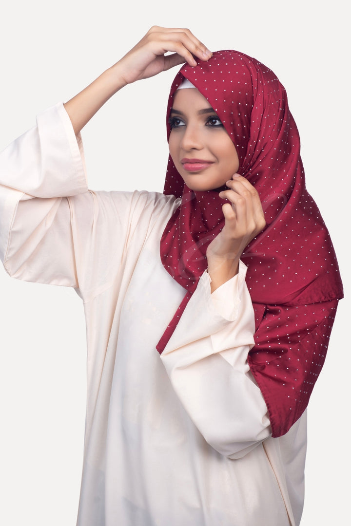 Dapple Dot Silk Hijab - Maroon