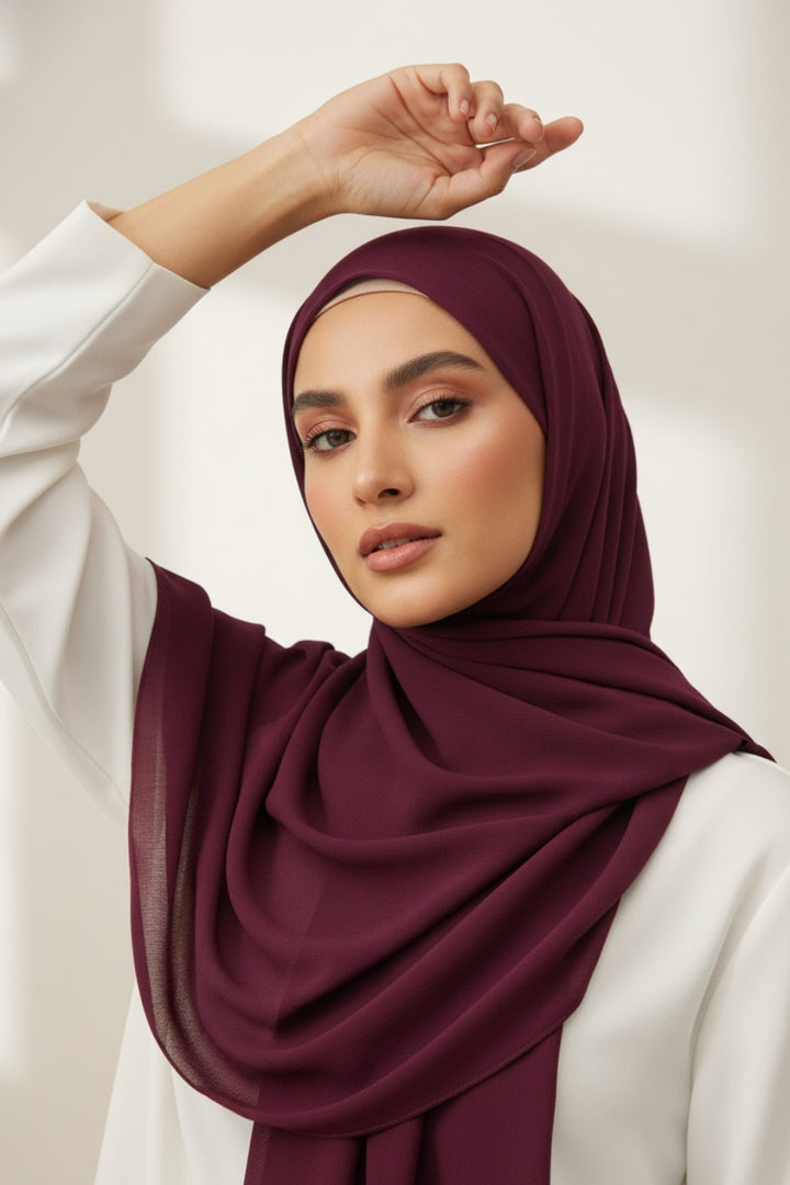 Textured Chiffon - Maroon