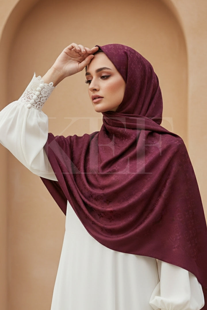 LV Cashmere Hijab -  Maroon