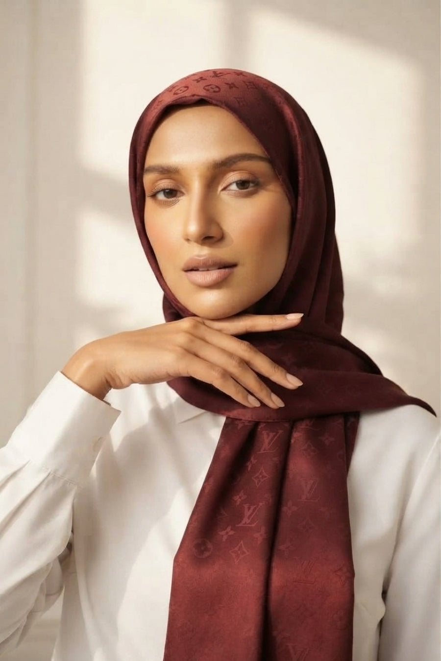 LV Cashmere Hijab -  Maroon