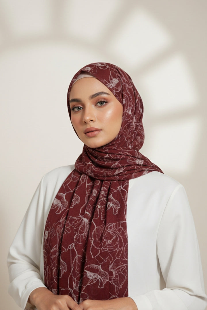 Noir Printed Lawn - Maroon