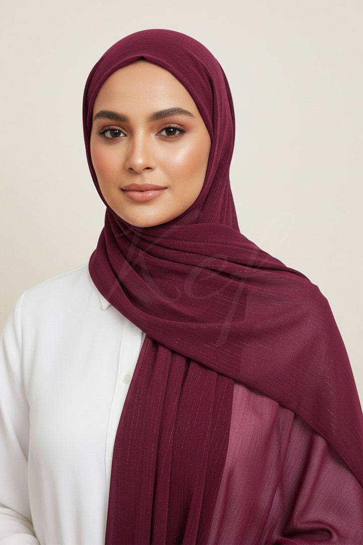 Metallic Chiffon - Maroon
