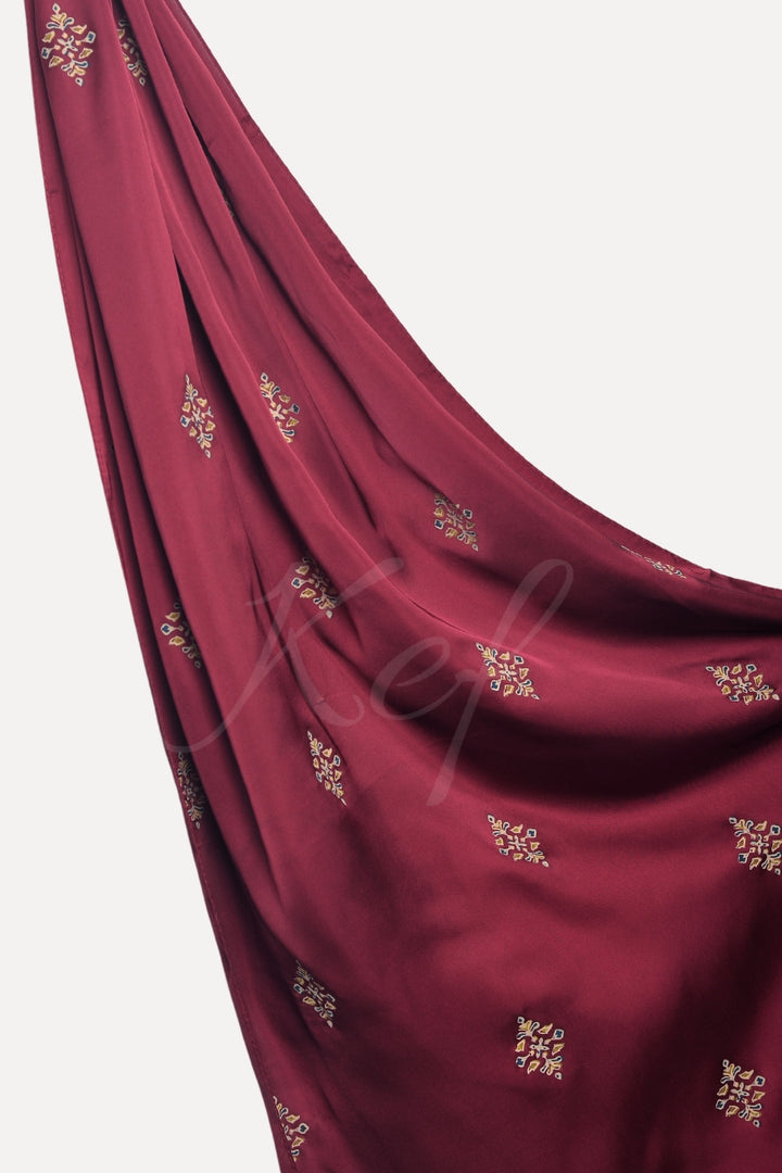 Block Print Silk - Maroon