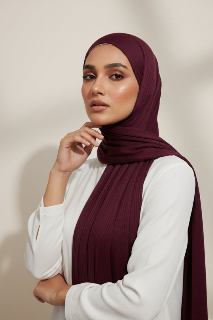 Linear Rib Jersey - Maroon
