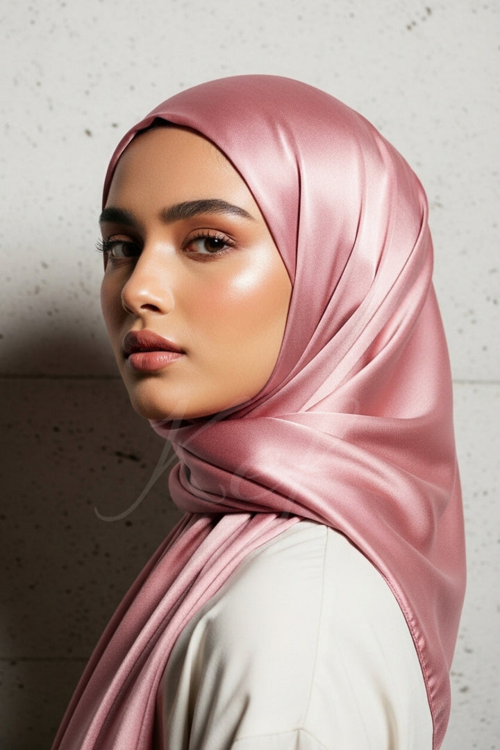 Plain Silk Hijab - Mauve