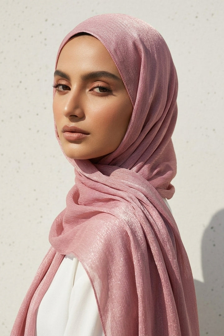 Crinkle Chiffon Hijab - Mauve (Shimmer)