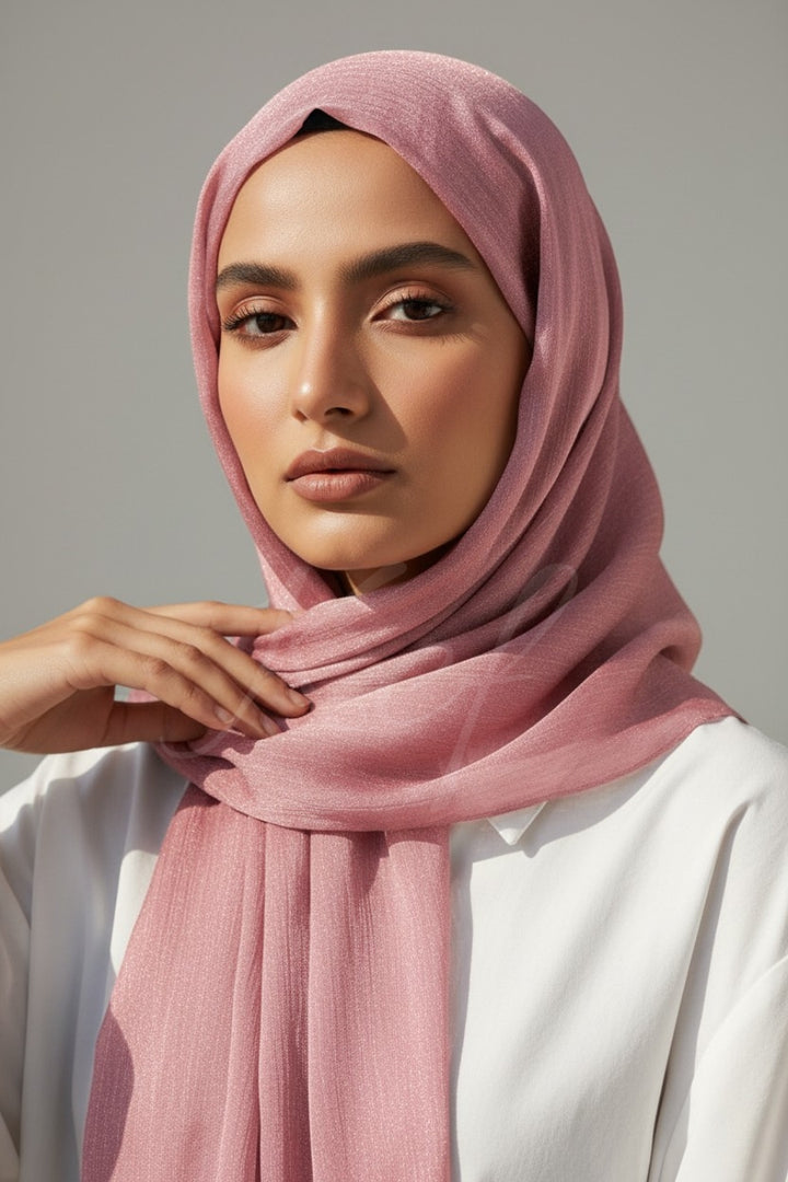 Crinkle Chiffon Hijab - Mauve (Shimmer)