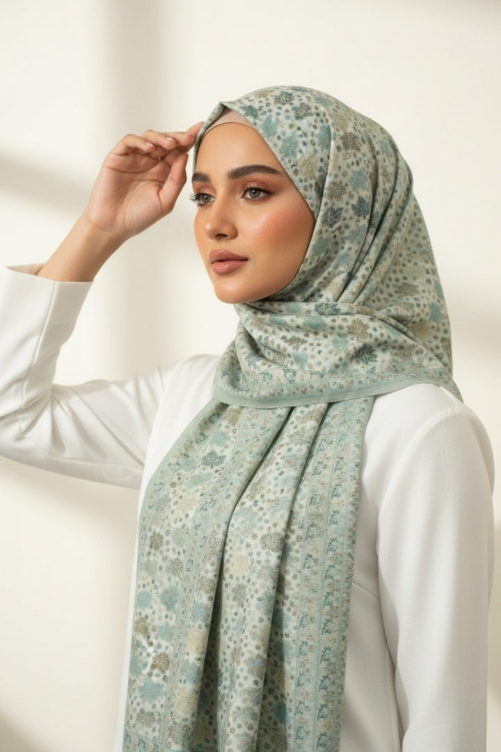 Printed Cashmere Classic Hijab - Meadow Whirl