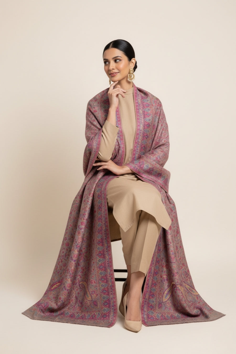 Printed Cashmere Shawl - Mehfil Looms