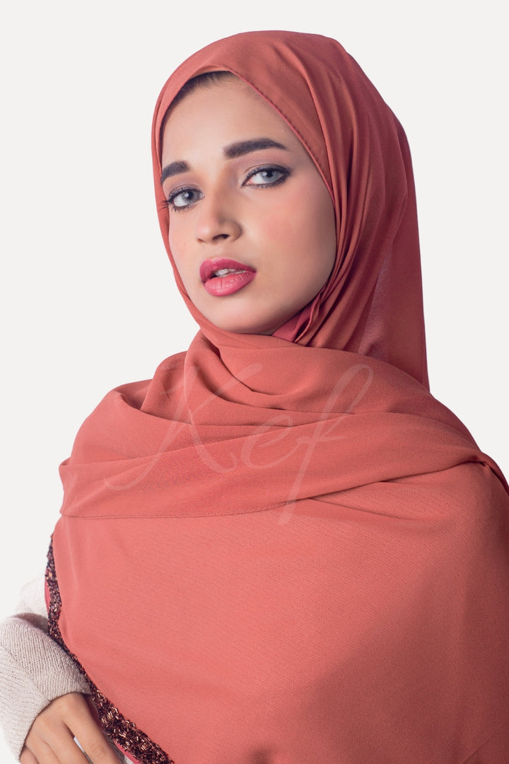 Lace Georgette Hijab - Melon