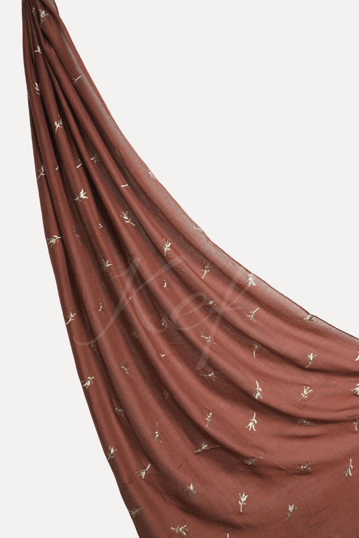Grace Embroidery Lawn Hijab - Melon