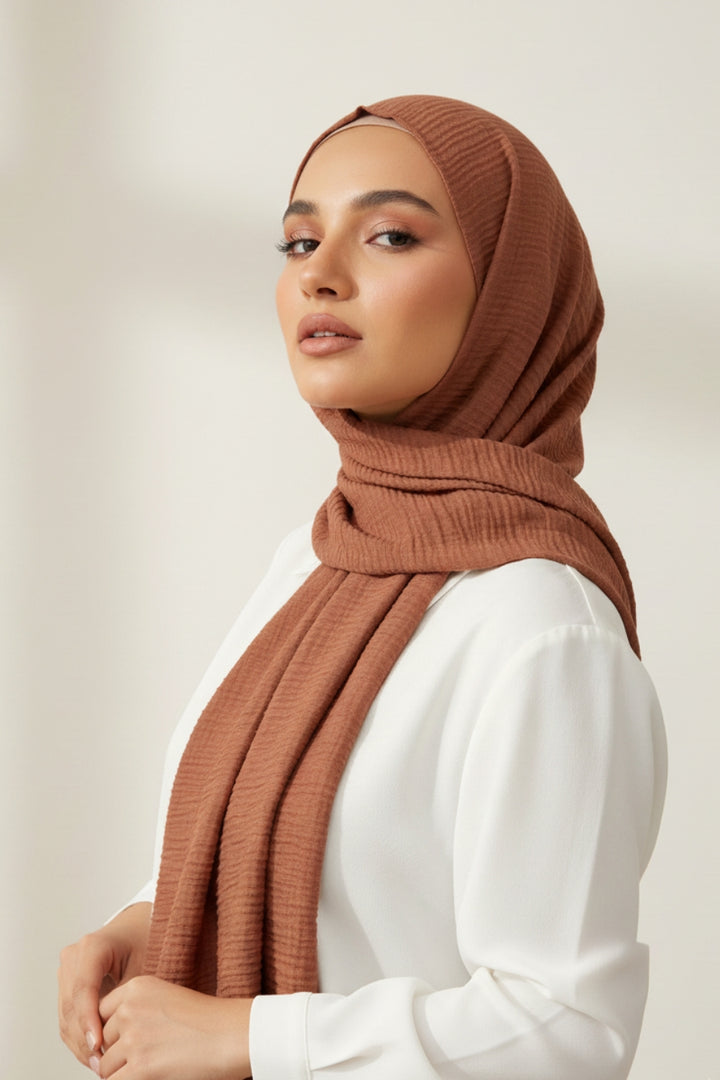 Crinkle Lawn Hijab - Melon