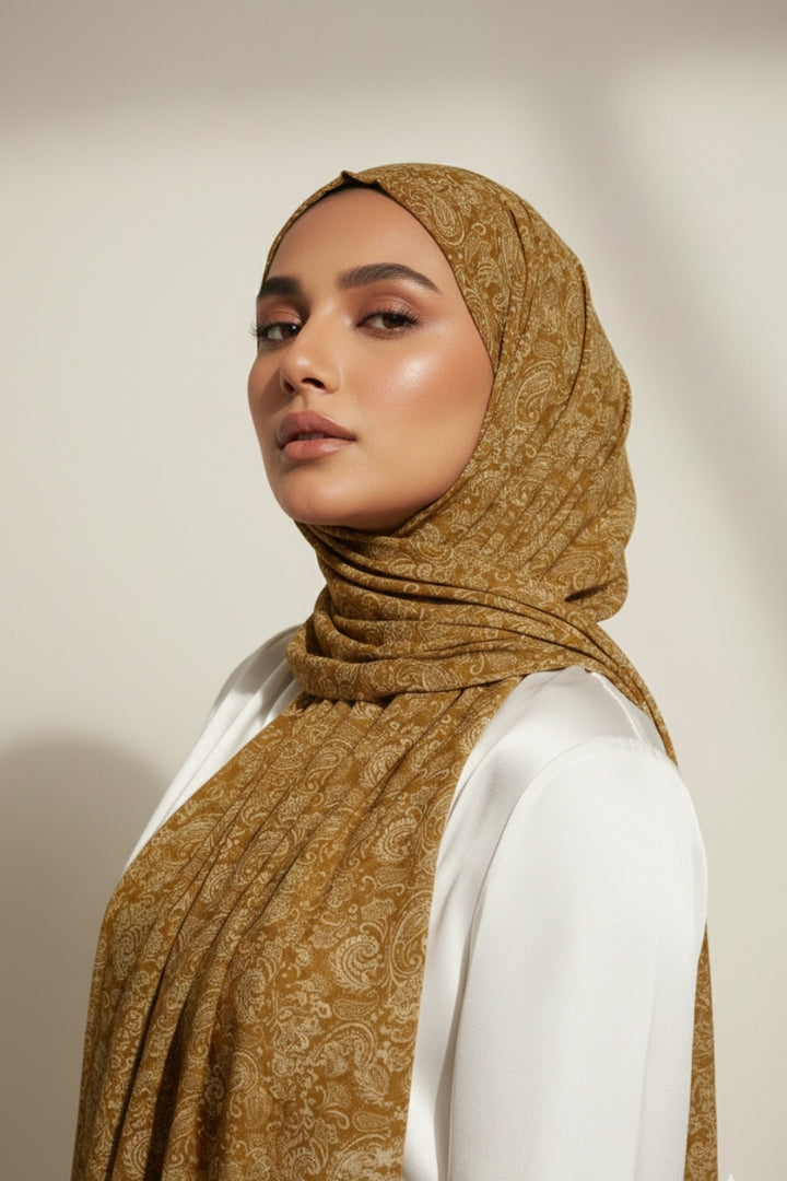 Amber Dusk Lawn - Metallic Gold