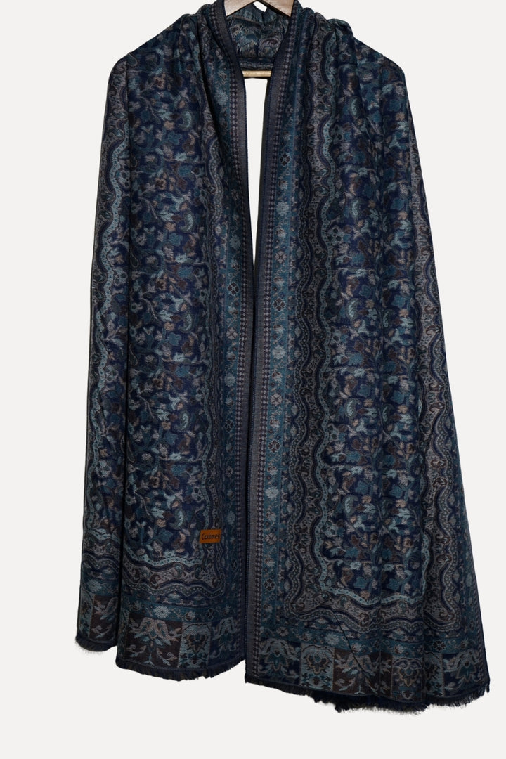 Printed Cashmere Shawl - Midnight Blue
