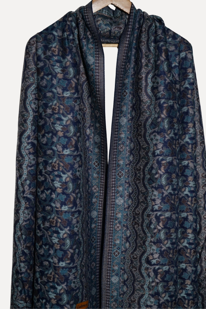 Printed Cashmere Shawl - Midnight Blue