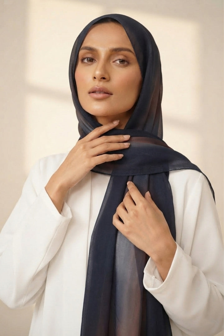 Printed Viscose Modal Hijab - Midnight Haze