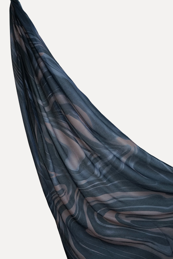 Printed Viscose Modal Hijab - Midnight Marble