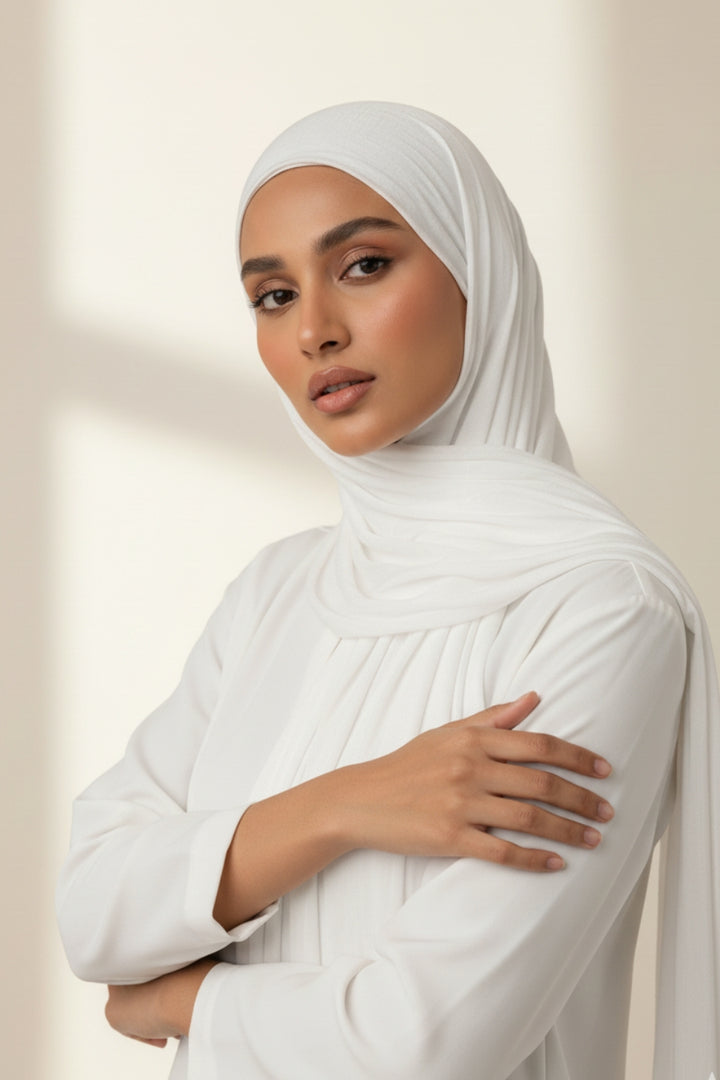 Soft Crumpled Lawn Hijab - Milky White