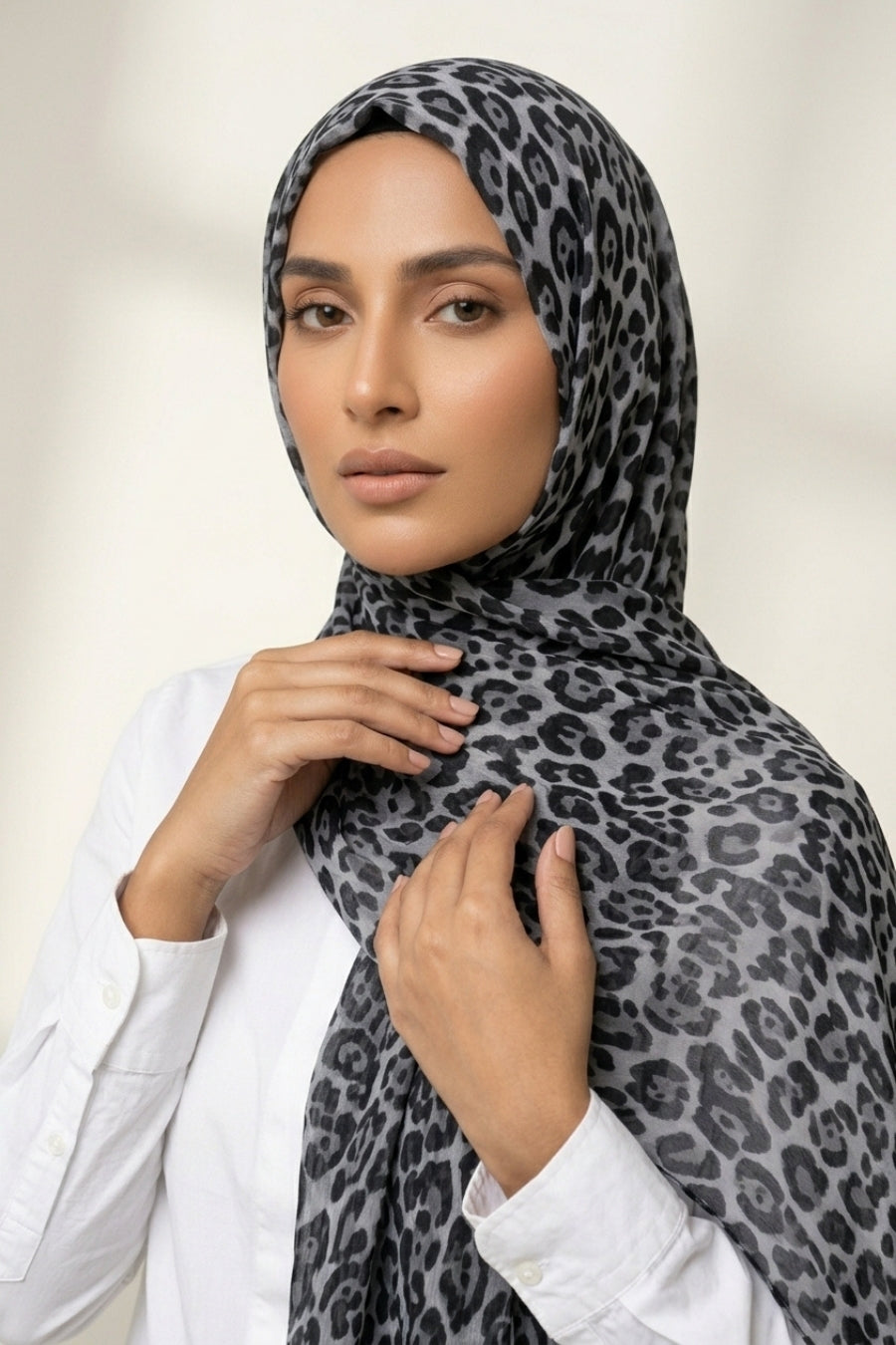 Safari Printed Lawn Hijab - Misty Slate