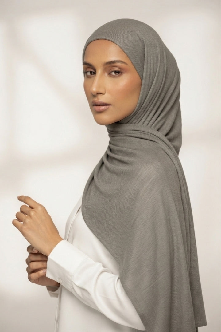 Textured Rib Jersey Hijab - Mole