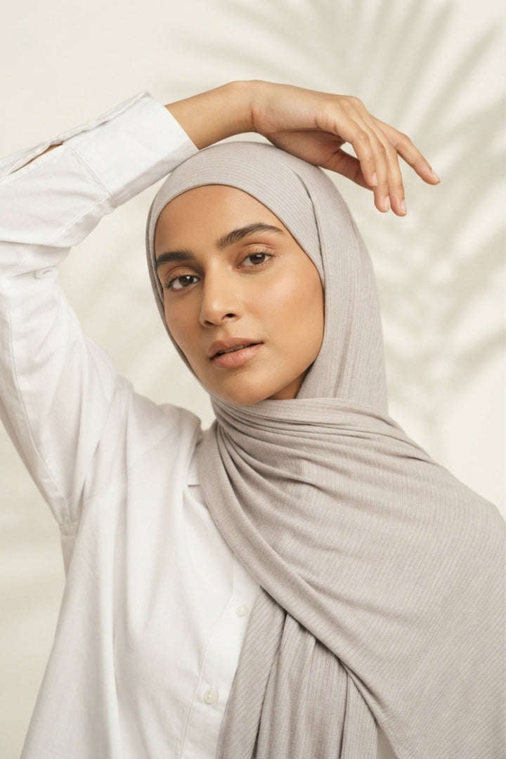 Ribbed Jersey Hijab - Moonstone