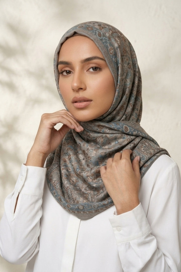 Printed Cashmere Legacy Hijab - Mushroom