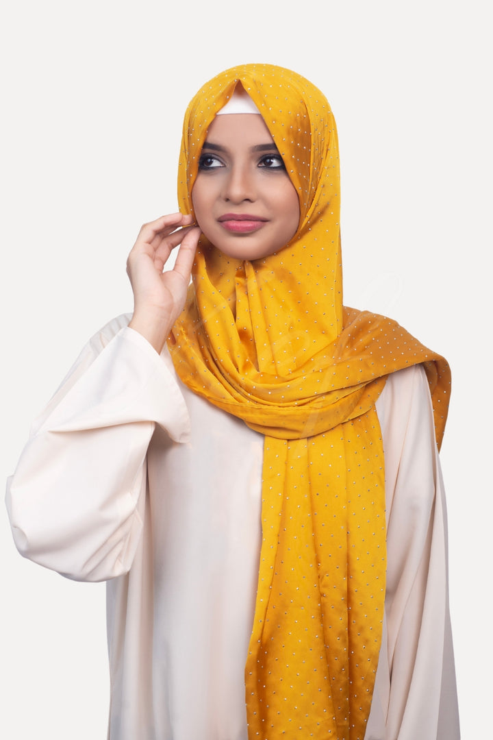 Dapple Dot Silk Hijab - Mustard