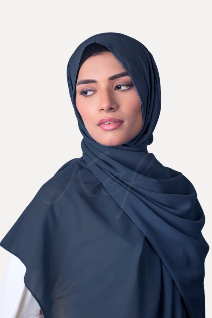 Georgette Hijab - Navy Blue