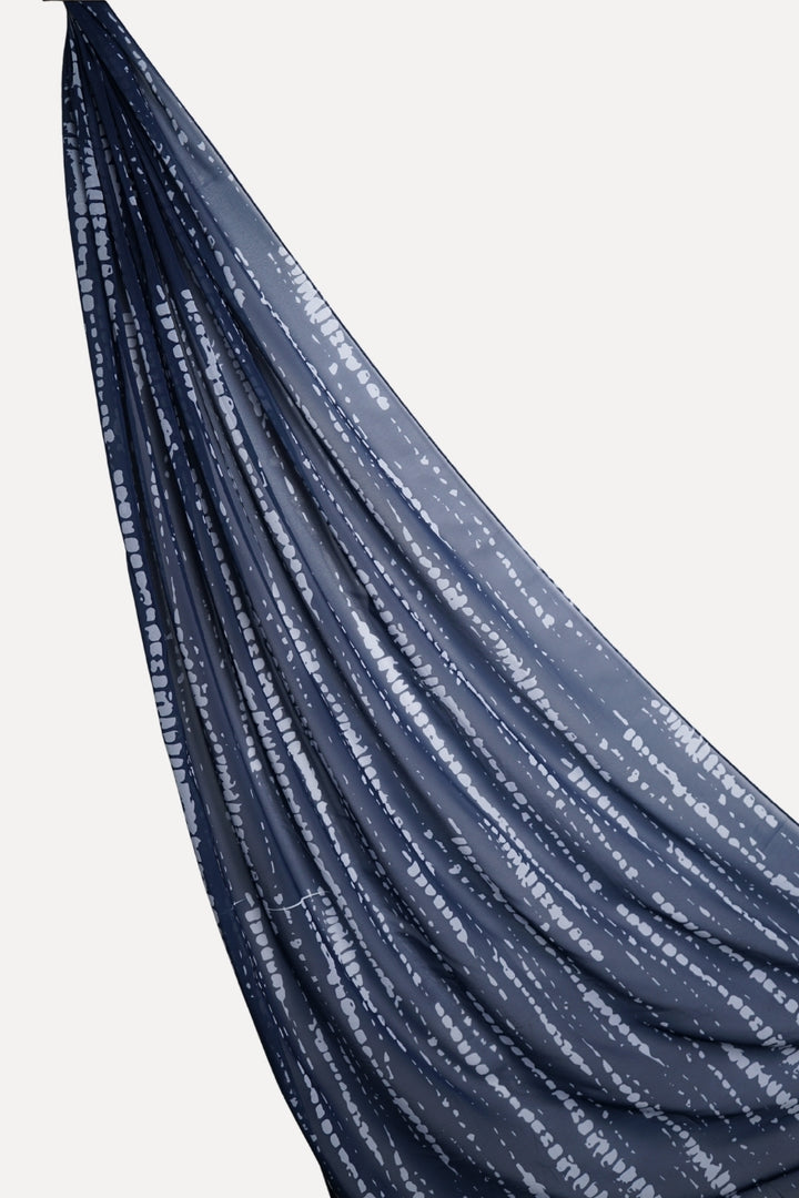 Tiedye Print Chiffon Hijab - Navy Blue