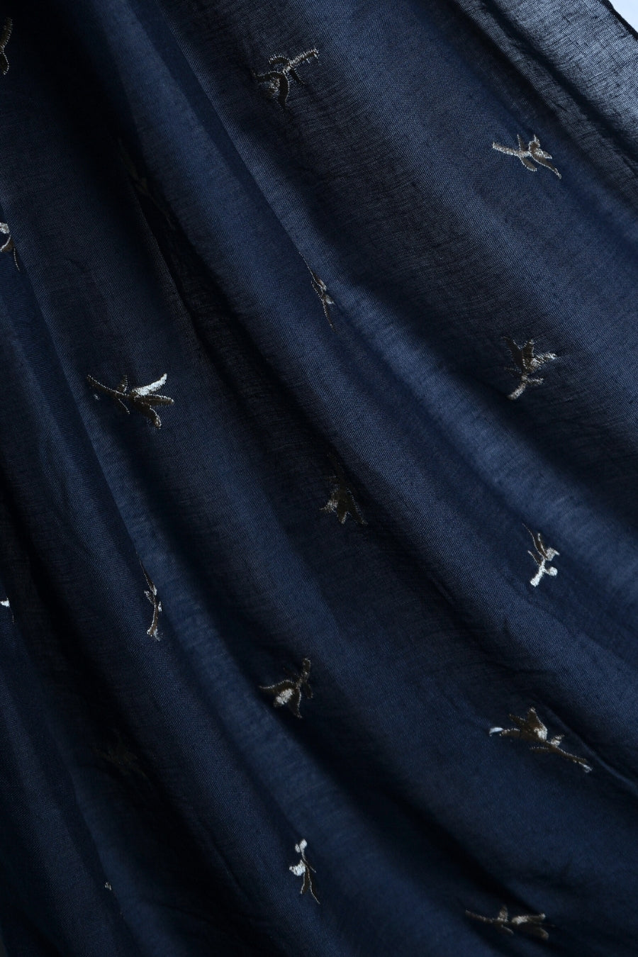Grace Embroidery Lawn Hijab - Navy Blue