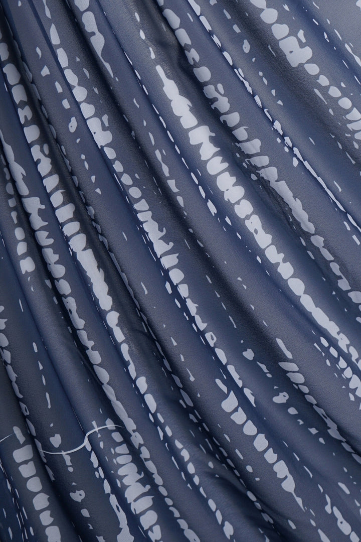 Tiedye Print Chiffon Hijab - Navy Blue