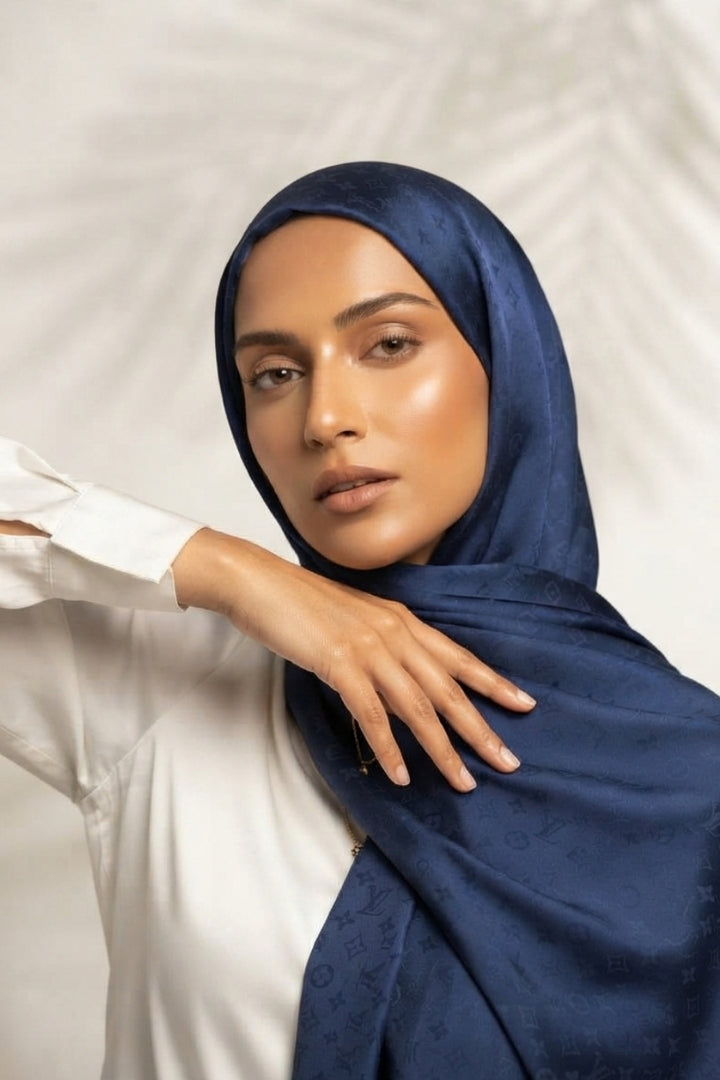 LV Cashmere Hijab -  Navy Blue
