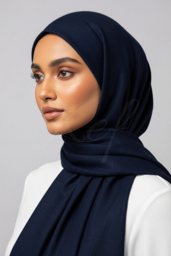 Turkish Lawn Hijab - Navy Blue