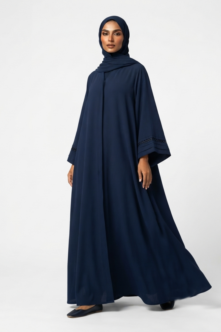 Navy Blue Laced Abaya