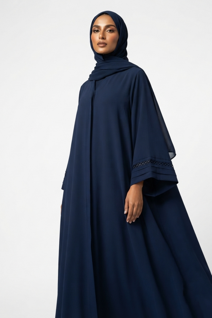 Navy Blue Laced Abaya