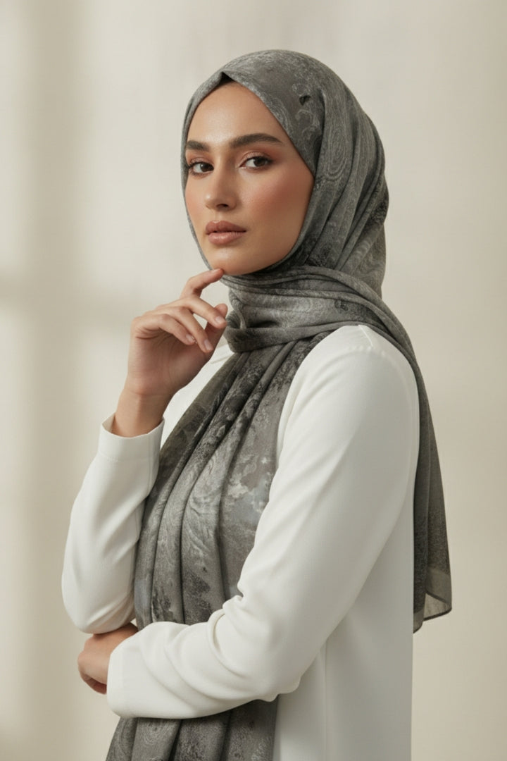 Urban Noir Printed Lawn - Noir Baroque