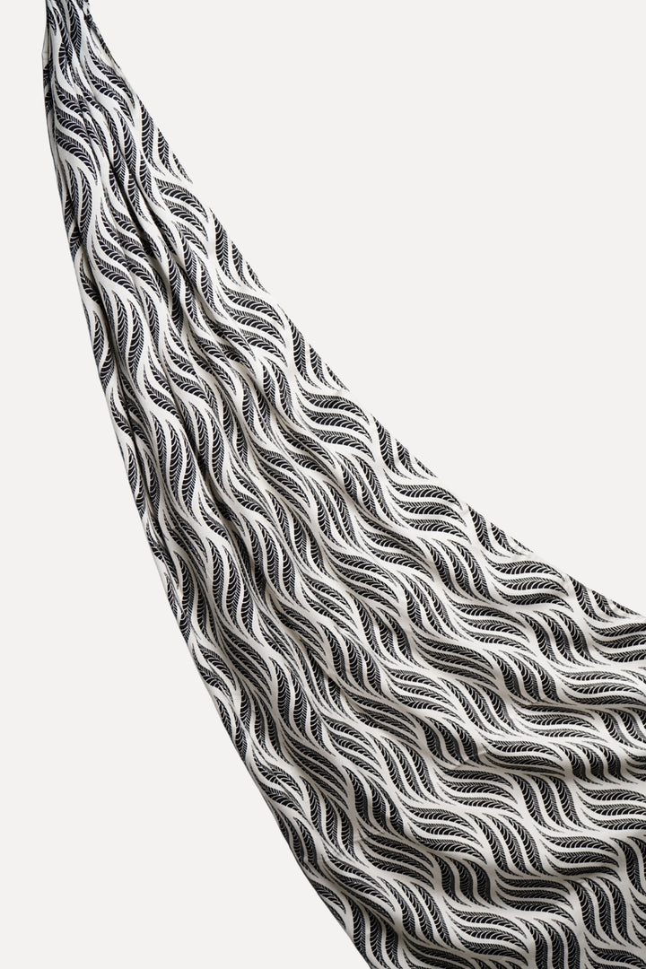 Printed Silk Hijab - Noir Whisper