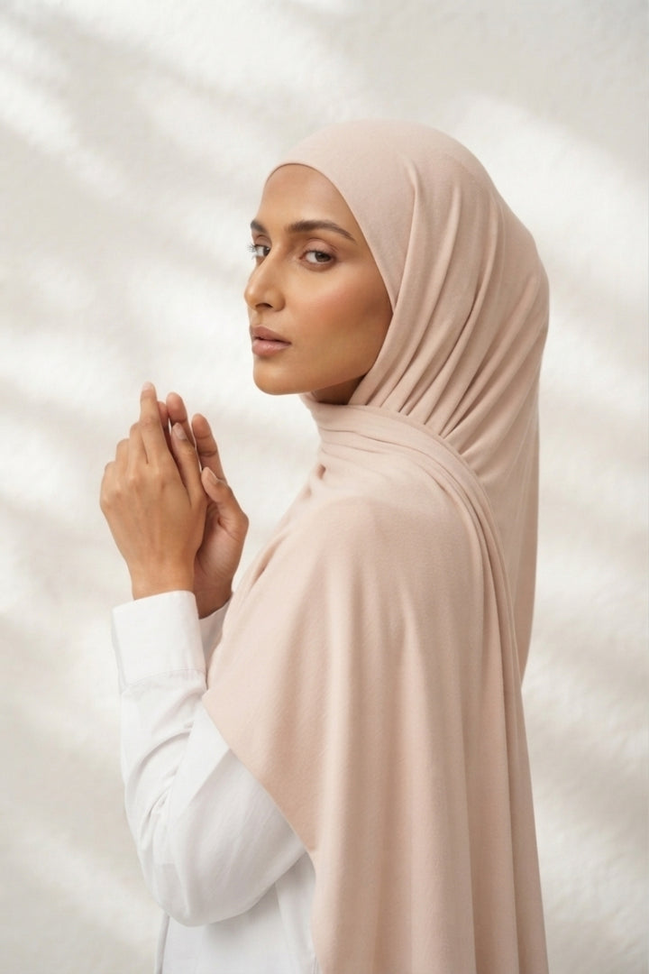 Plain Jersey Hijab - Nude Beige