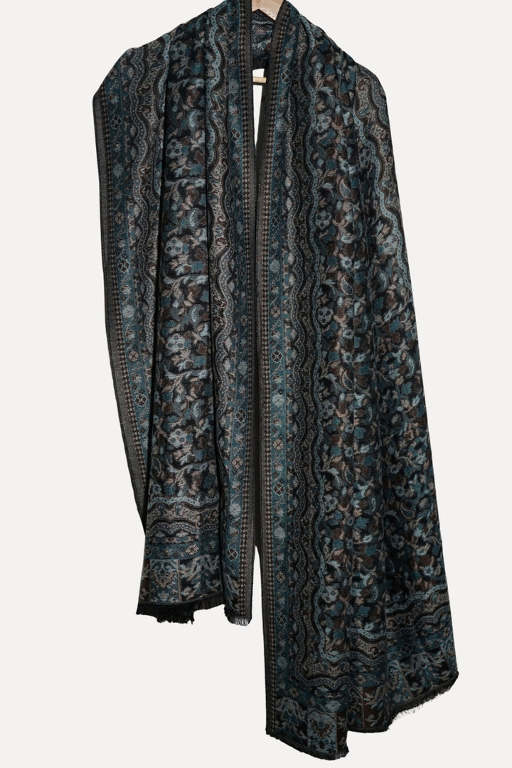 Printed Cashmere Shawl - Obsidian