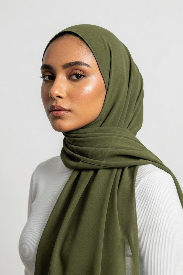 Georgette Hijab - Olive