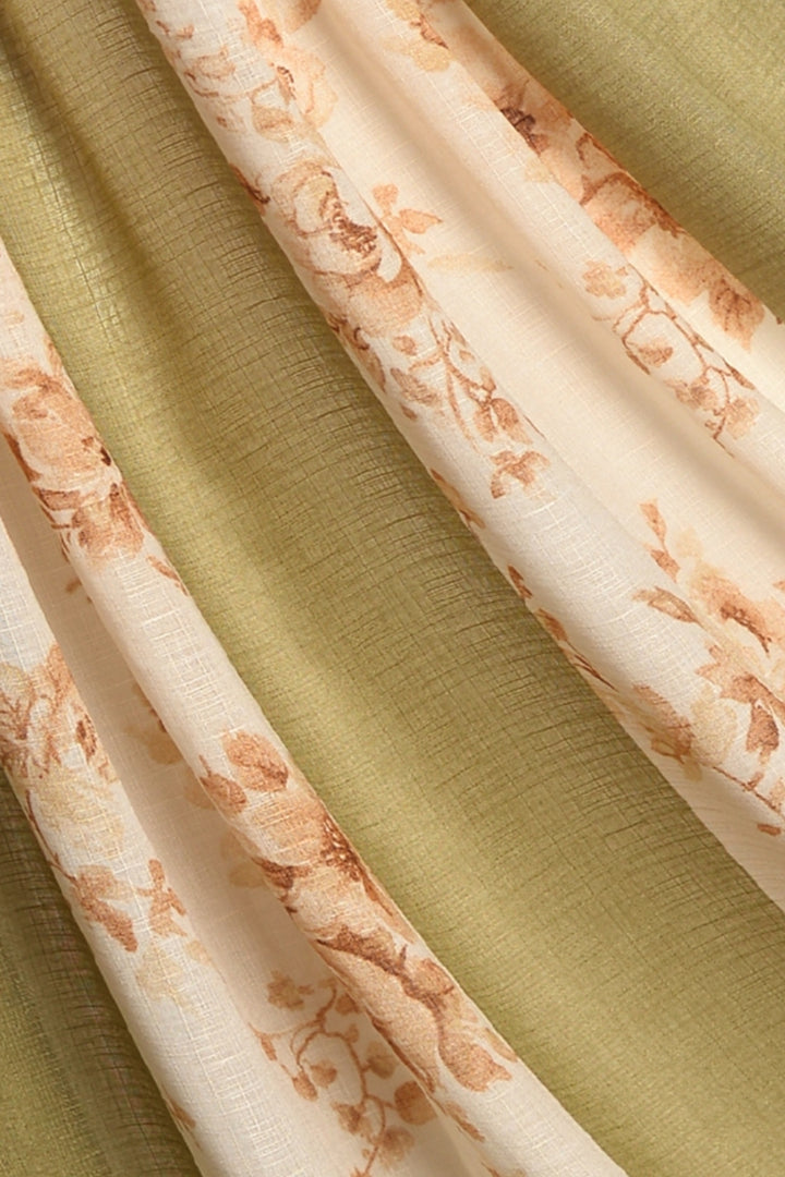 Striped Printed Lawn - Olive