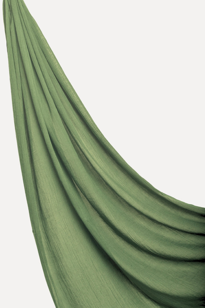 Soft Crumpled Lawn Hijab - Olive Green
