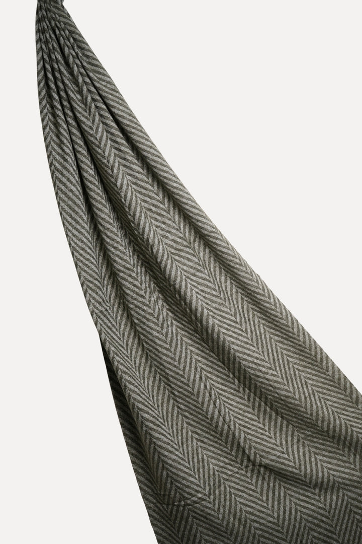 Classic Patterned Cashmere - Olive Mist