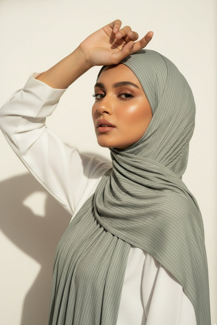 Linear Rib Jersey - Smoky Olive