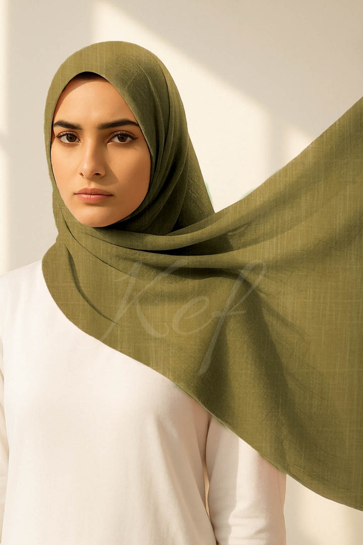 Turkish Lawn Hijab - Olive