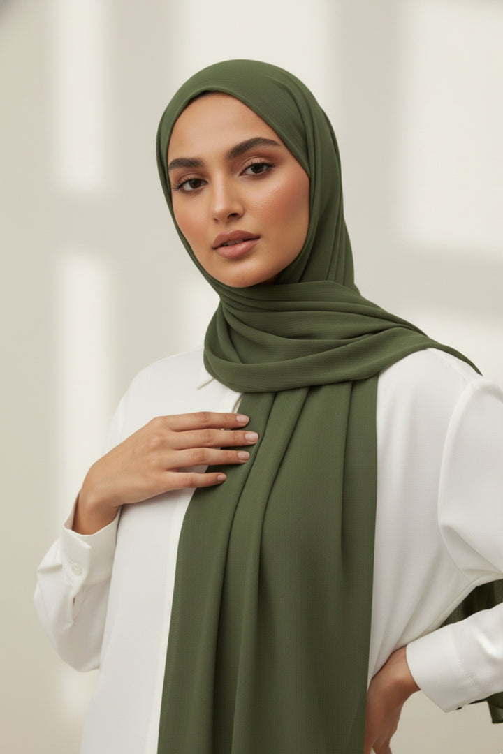 Textured Chiffon - Olive